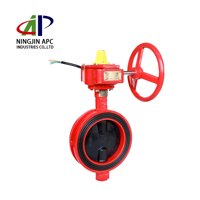 Fire Protection UL FM Approved Red Wafer Butterfly Valve with Signal Gearbox 12&quot;