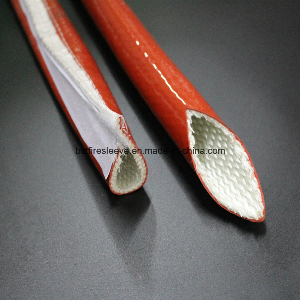 China Manufacturer High Temperature Protector Heat Resistant Vco Silicone Coated Fiberglass Hydraulic Hose Protection Fire Sleeve with Hook &amp; Loop
