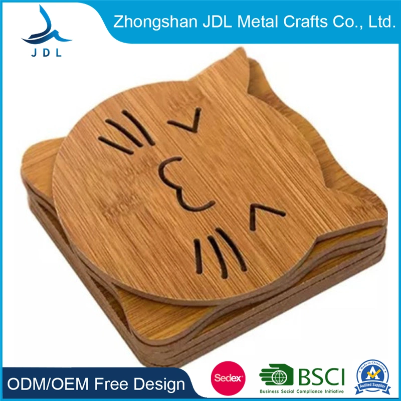 Custom 100% Natural Wooden Tblemats Tableware Creative Desktop Printing Placemats Banboo Coaster Kitchenware Kitchen Accessory