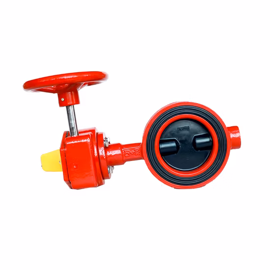 Fire Protection UL FM Approved Red Wafer Butterfly Valve with Signal Gearbox 12